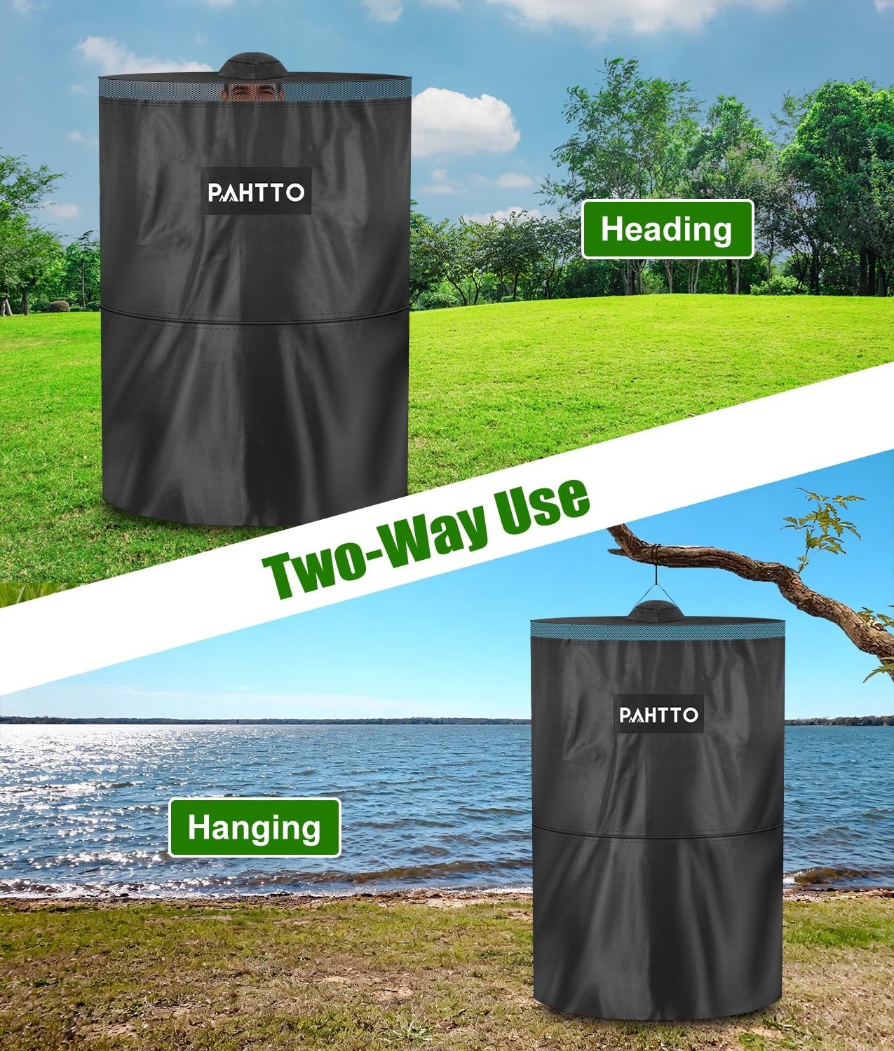 Portable Camping Toilet with Privacy Popup Tent 2-in-1 Phone Shelf &Paper Holder
