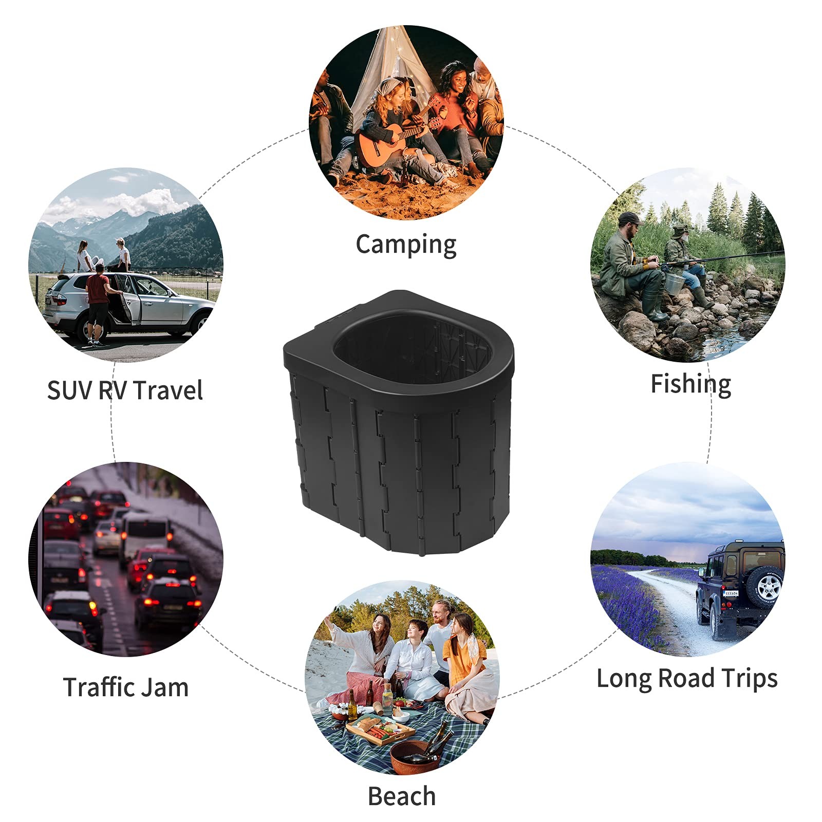 Portable Camping Toilet Adult Travel Potty Commode Bucket Outdoor Car