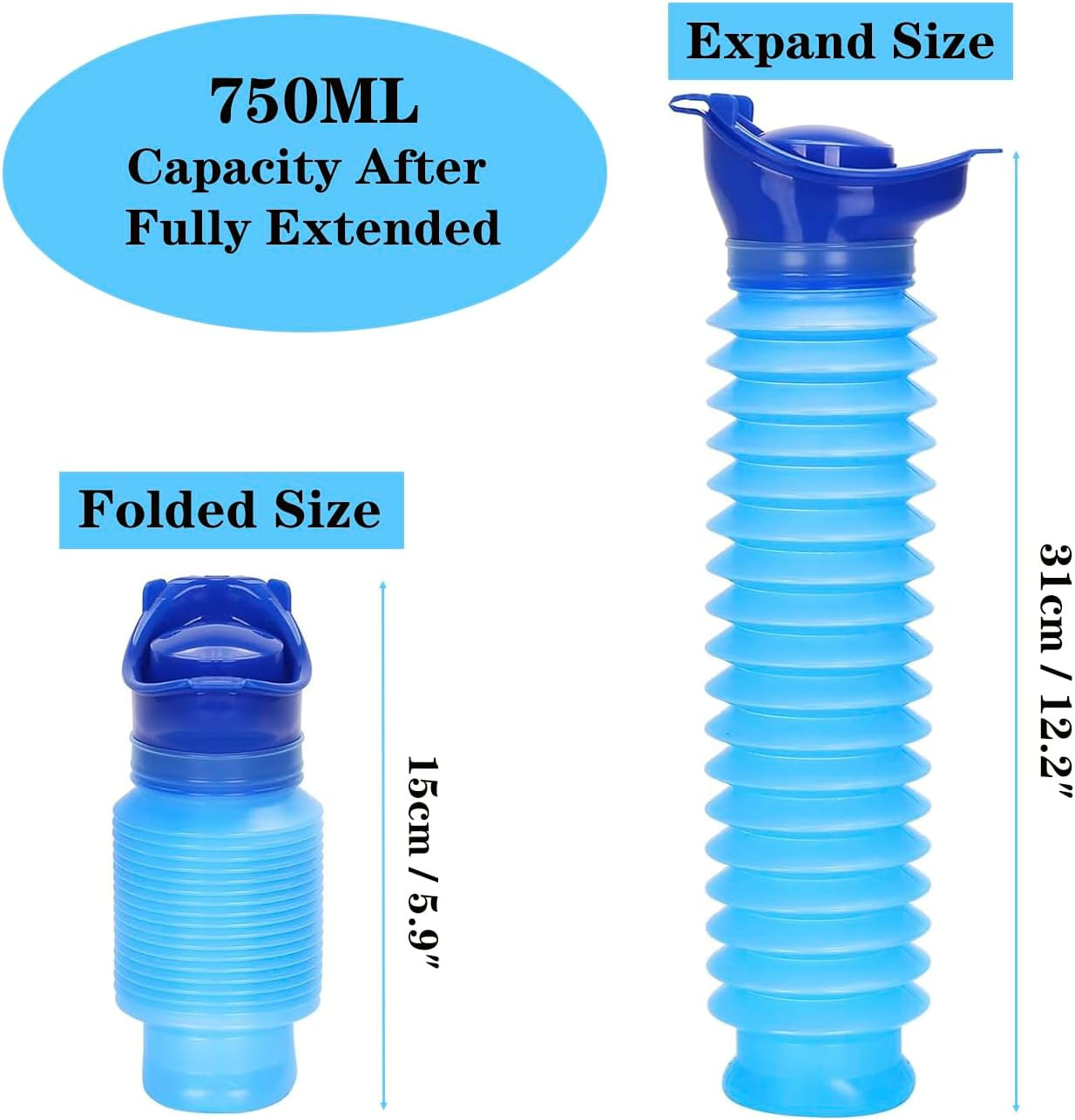 Urinario Portatil de Emergencia Botella de Orina Reutilizable para Viaje 2 Pack