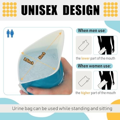 50 Pcs Disposable Urinal Bags – Portable Emergency Pee Bags for Travel, Camping,
