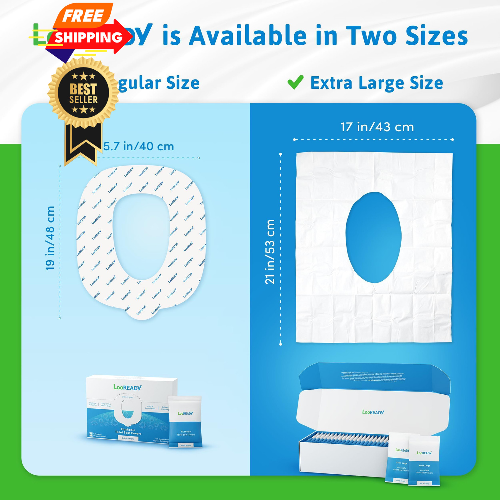 Toilet Seat Covers Disposable Flushable – Regular Size (16×19”) – White