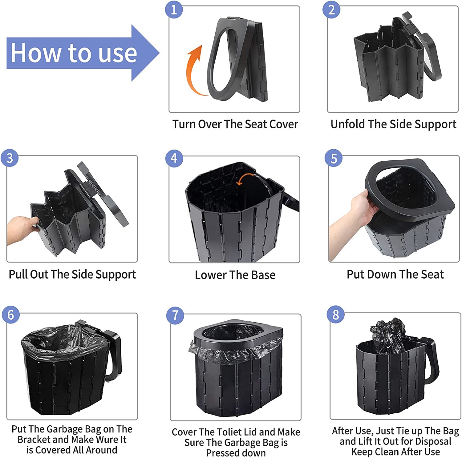 Portable Camping Toilet for Adults – Travel Commode Bucket for Car Use