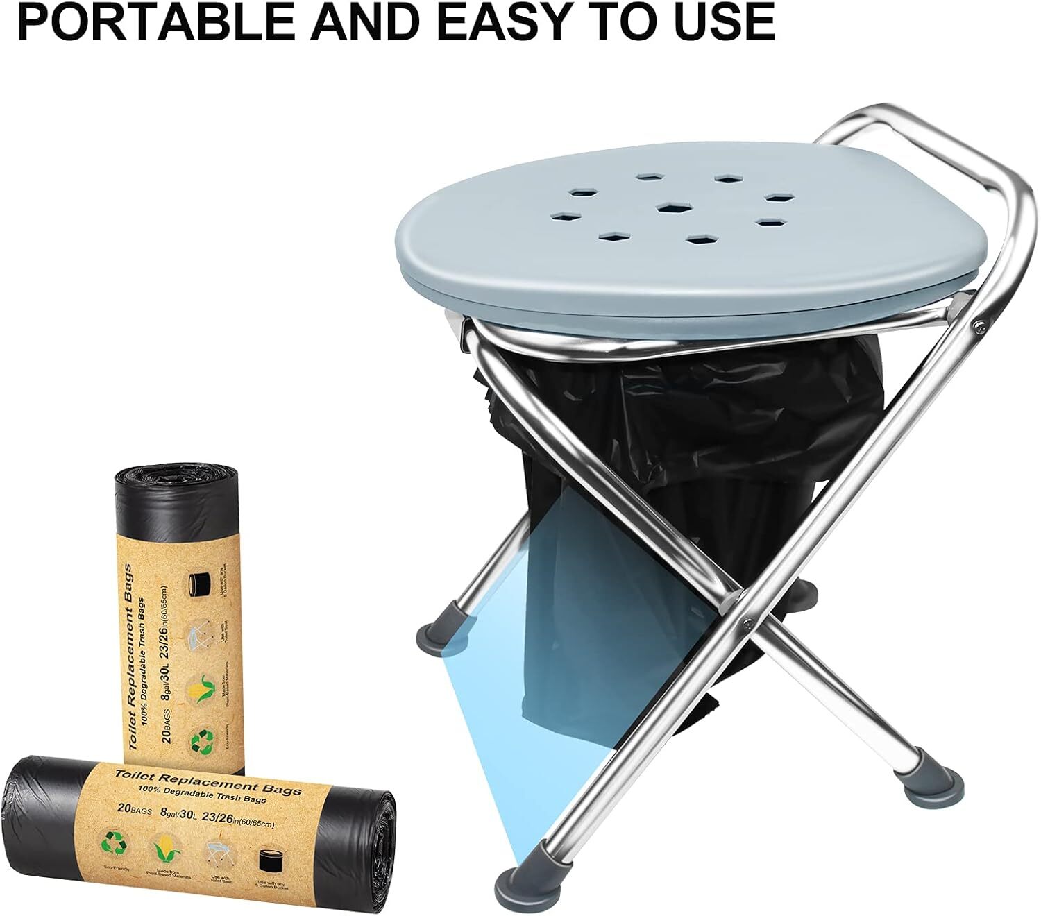 New 40 Count Toilet Replace Bags 8 Gallon 30 Liter Heavy Duty 1 Mil Compost Bags
