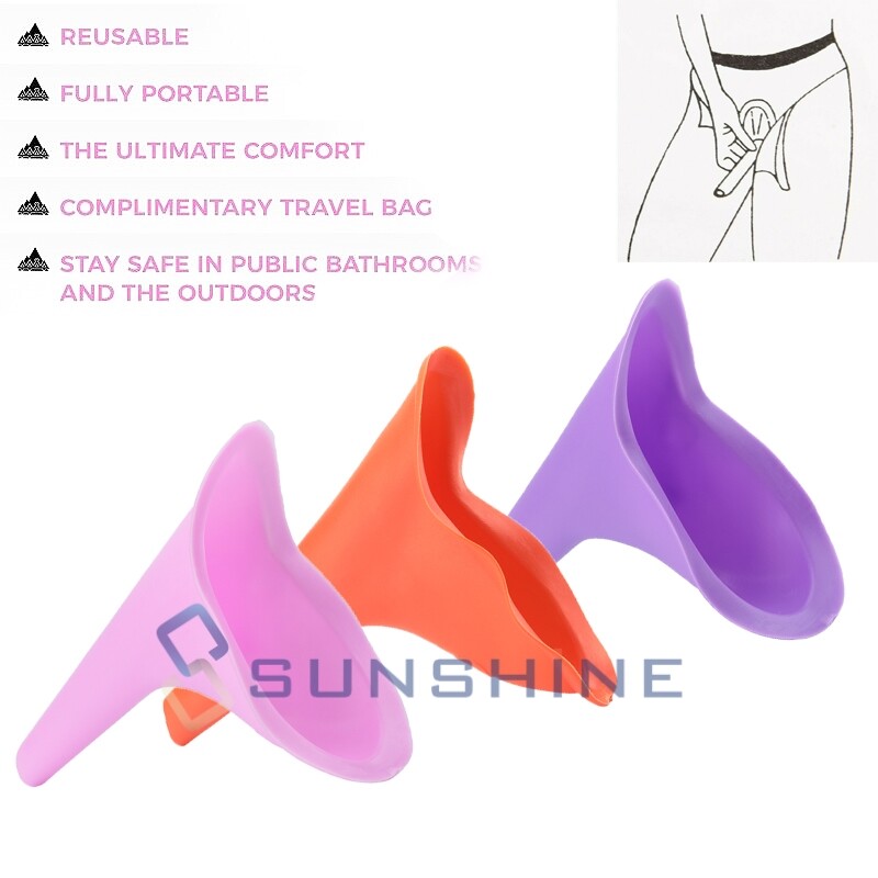 3PCS Reusable Portable Urinal Women Female Travel Camping Standing Pee Device