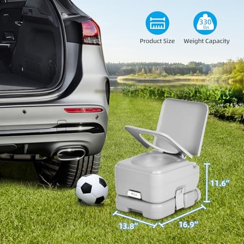 3.2 Gallon Portable Toilet for 3.17 Gal Single Watwer Outlet+Press Flush Pump