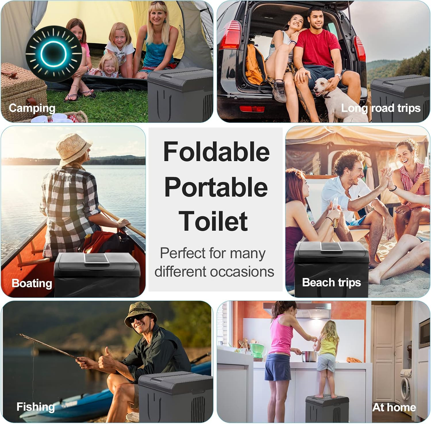 XXL Portable Toilet Camping Toilets for Car Indoor Outdoor Commode Foldable T…