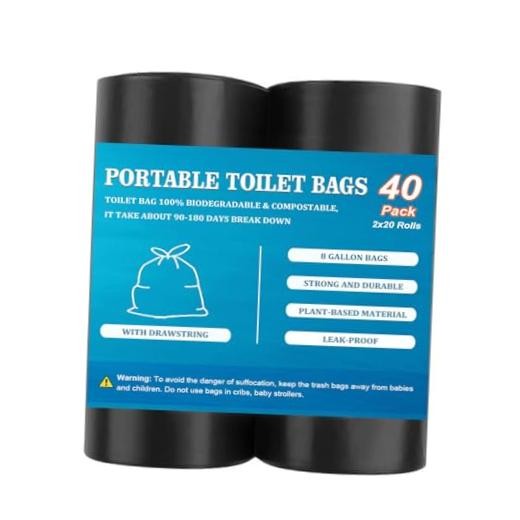 40 PCS Portable Toilet Bags with Drawstring, 40 Count with Drawstring