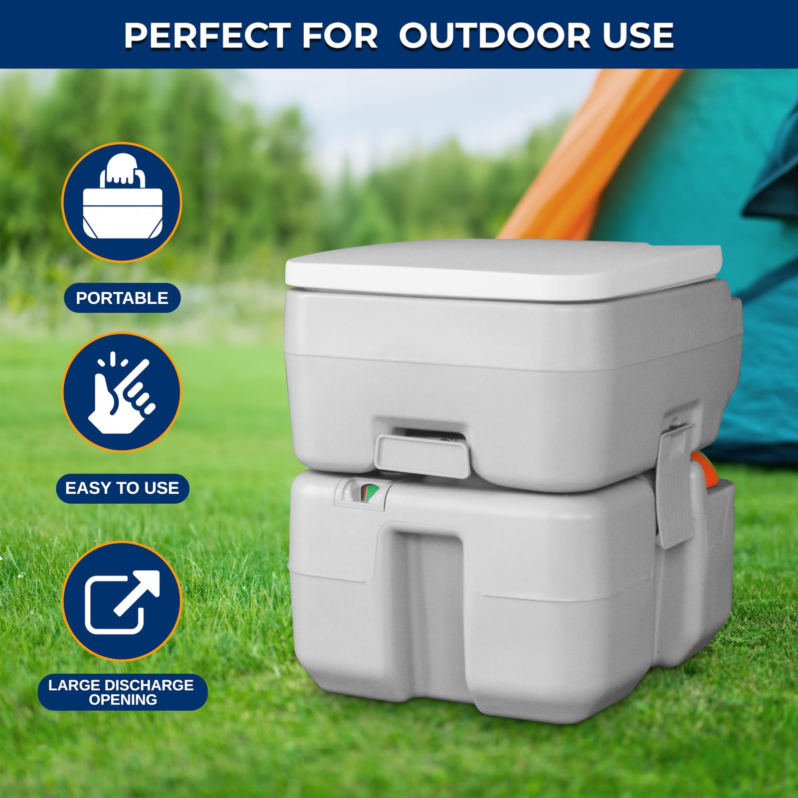 SereneLife 5.2 Gal Portable Camping Toilet For Adults, 100+ Flushes, Porta P…