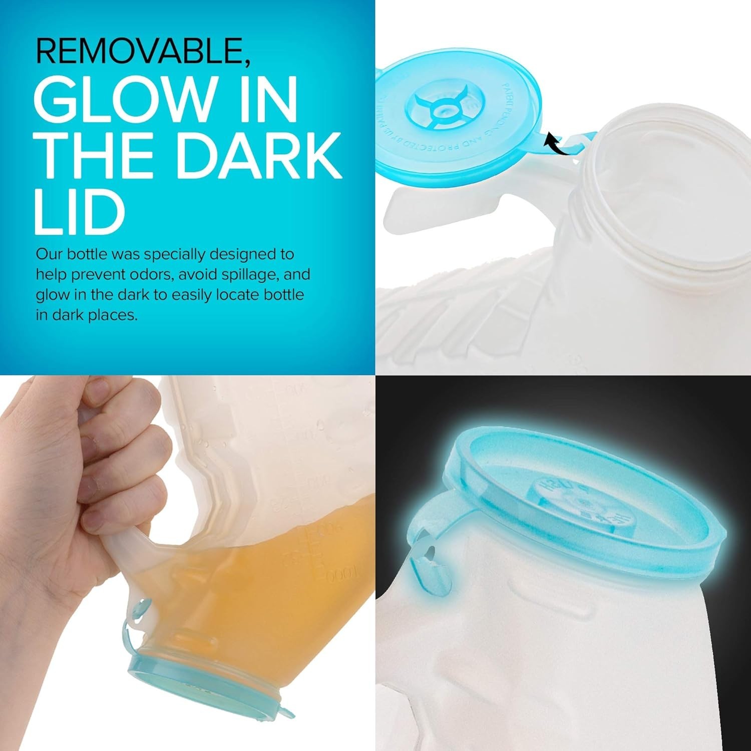 2X Male Emergency Portable Urinal Travel Camping Car Toilet Pee Bottle GLOW LID
