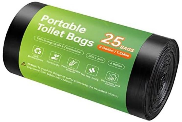 Portable Toilet Replacement Bags, 25 Count 8 Gallon 1.5 Mil Super 25pcs