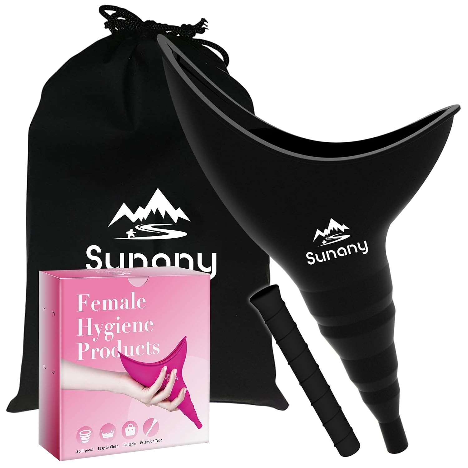 Reusable Silicone Female Urination Device Pee Funnel for Women Black
