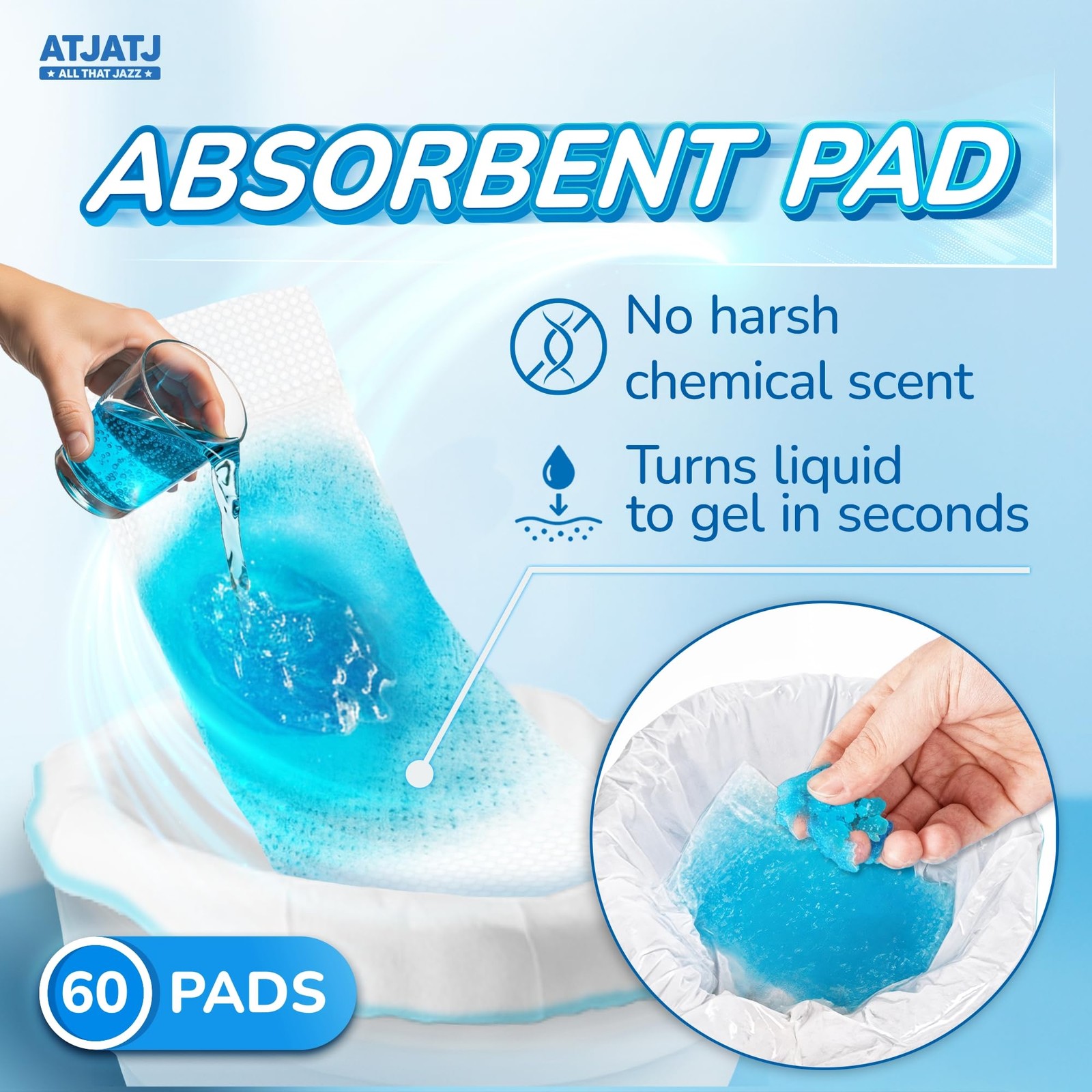 60 Packs Commode Liners With 60 Absorbent Pads, LeakProof Disposable Toilet B…