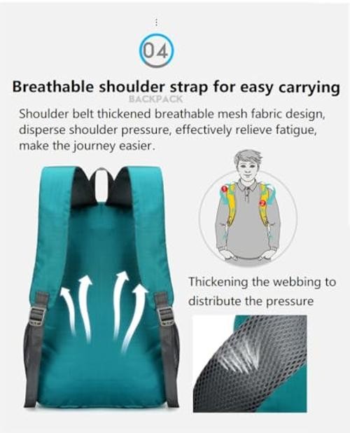 Ultra Lightweight-Packable-Hiking-Backpack Foldable Travel Camping Lake Blue