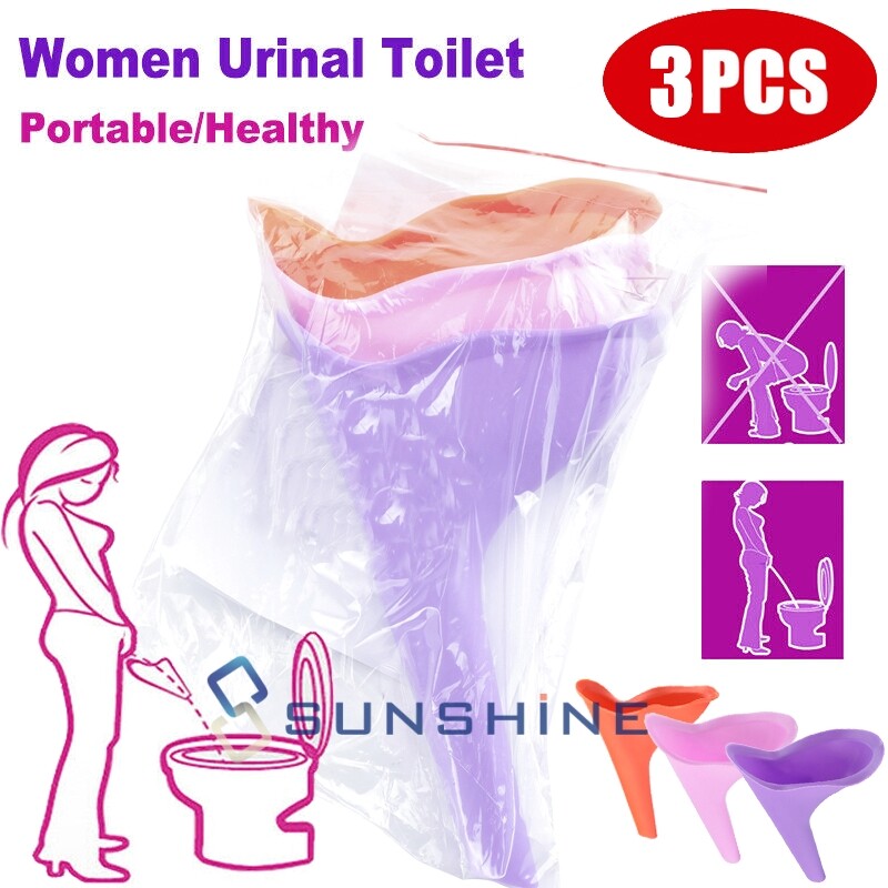 3PCS Reusable Portable Urinal Women Female Travel Camping Standing Pee Device