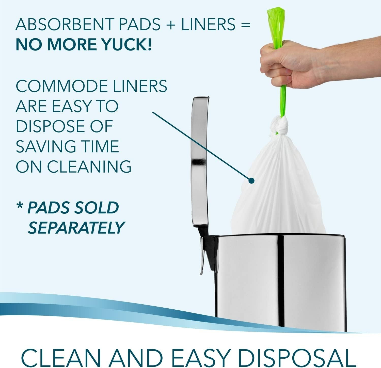 48 Pack Leak-Free Bedside Commode Liners – Universal Fit for Easy Disposal