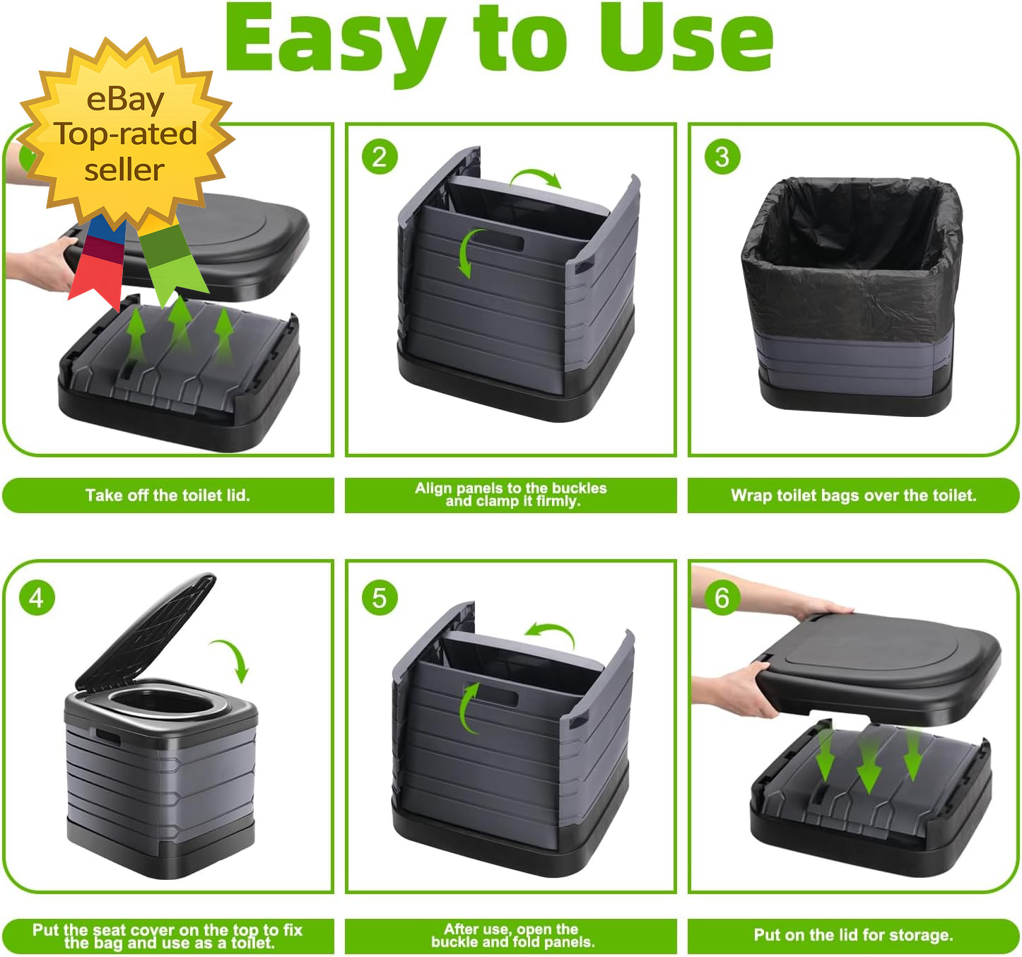 XXL Portable Camping Toilet 16 Inch Tall with Lid Carry Bag Heavy Duty Potty“`