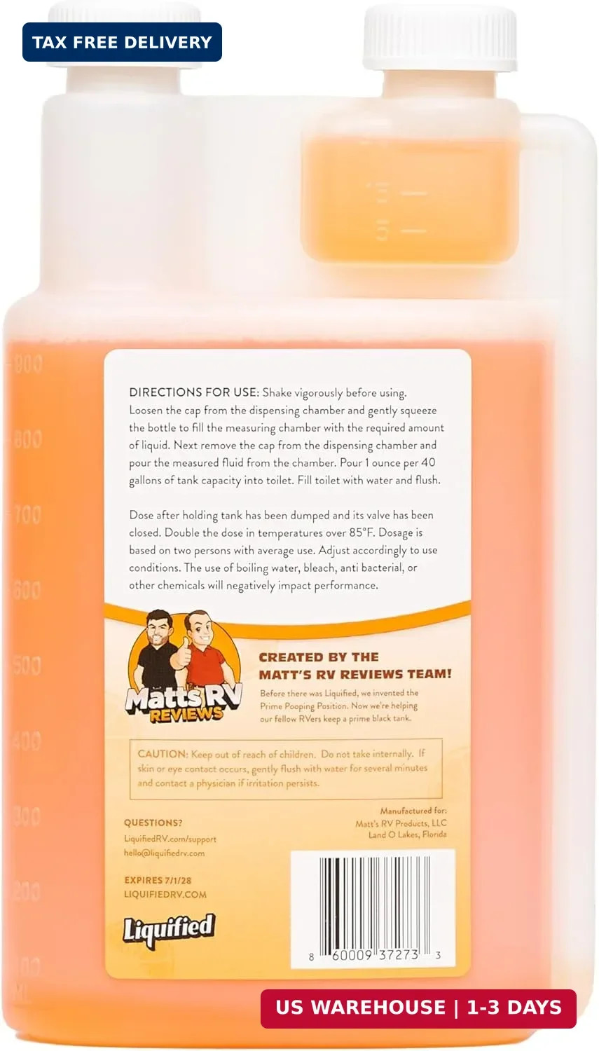 Liquified RV Toilet Treatment – Black Holding Tank Digester – Odor Eliminator –