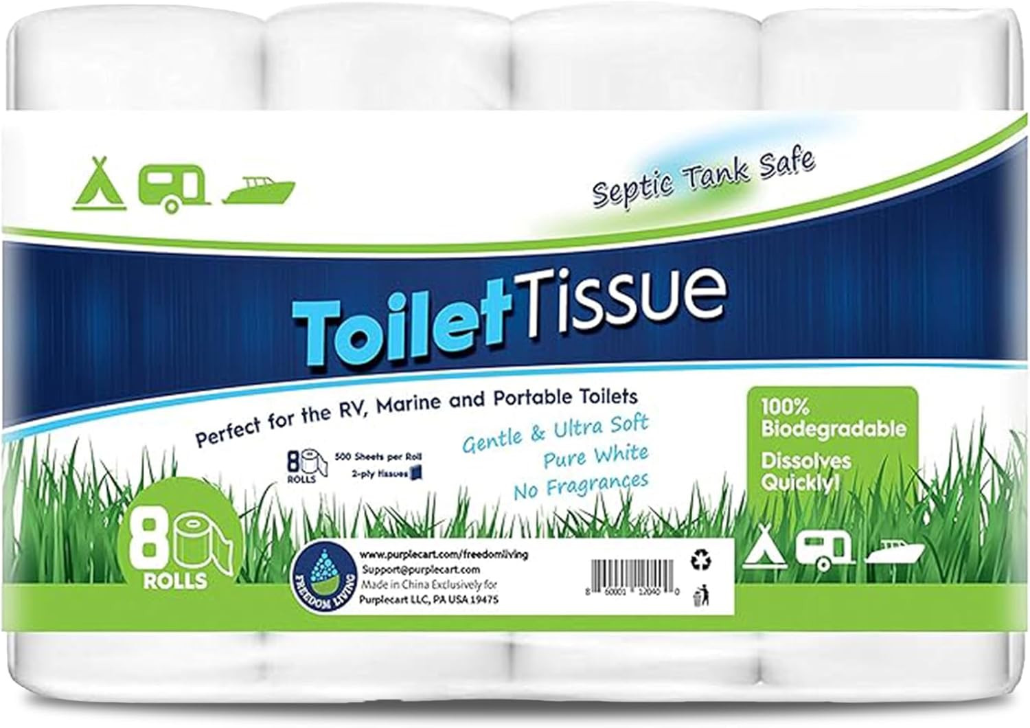 Septic Tank Safe Toilet Tissue for Campers and Rvs Biodegradable Marine Toilet P