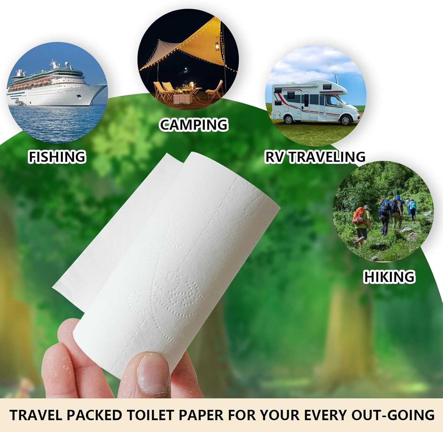 12 Packs Camping Toilet Paper 4-Ply Travel Toilet Paper RV Picnic Hiking Fishing