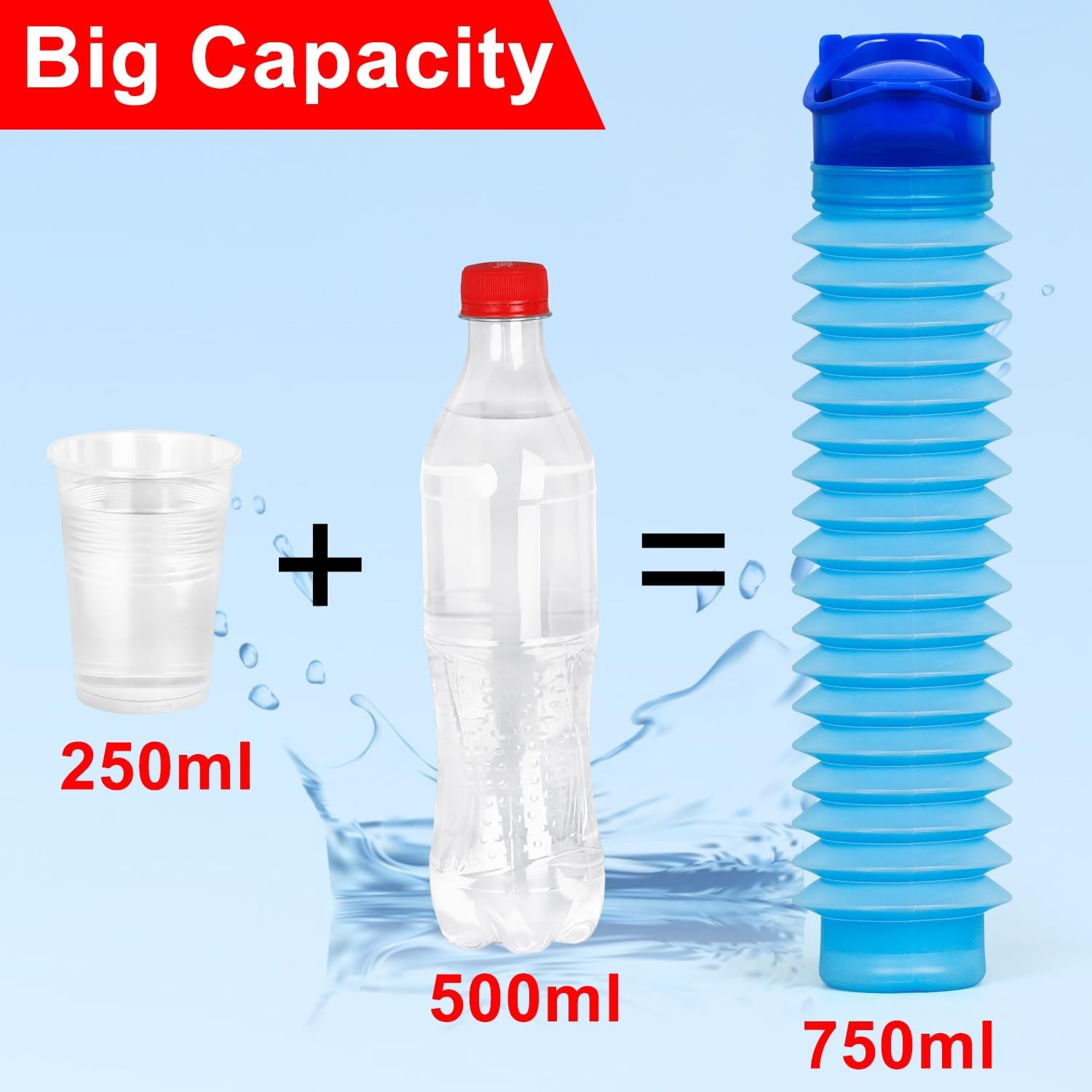 Portable Urinal for Men & Women, 750ml Leakproof Pee Bottle with Disposable Bags