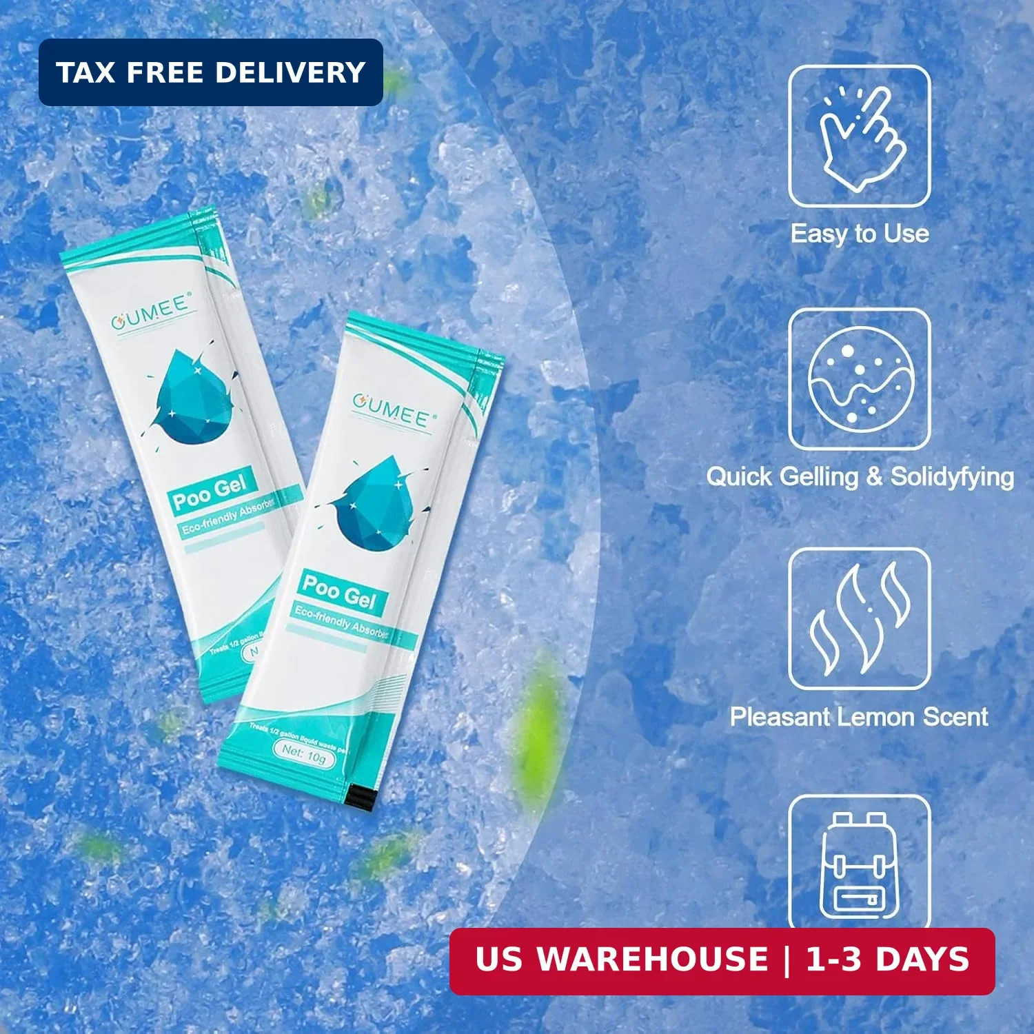 OUMEE Portable Toilet Gel, Poo Gel for Potty, Lemon, 30 Pack | Camping Toilet Po