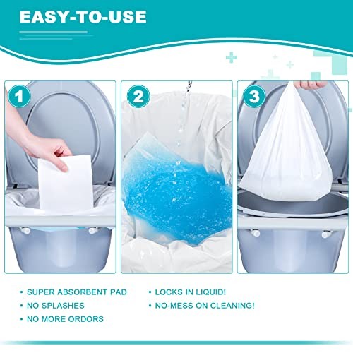 Oumee 90 Count Absorbent Commode Pads for Bedside Commode Bucket, 9.5*5in-90