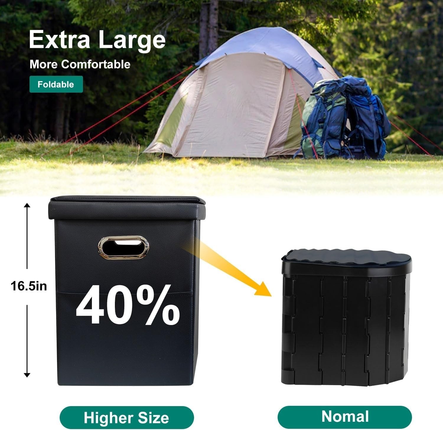 Inodoro Portátil Para Acampar, Inodoro Plegable Para Adultos Con Tapa, Negro NEW