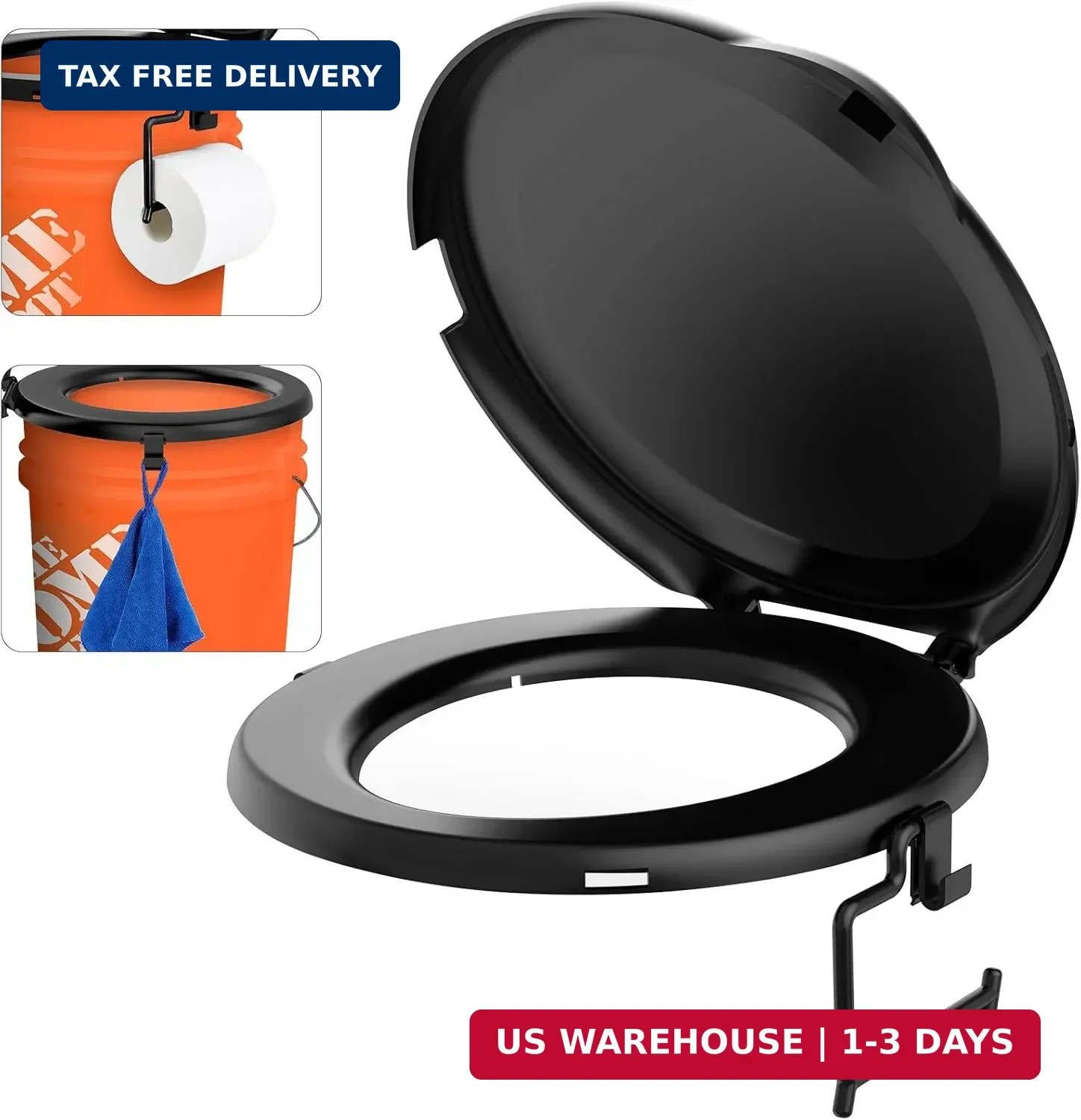 PAHTTO Portable Toilet Seat for 5 Gal Buckets, Camping Toilet with Lid for Adult