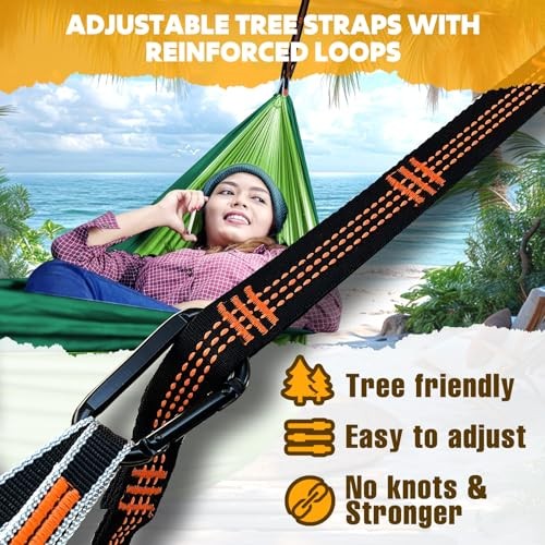 NATUREFUN Ultra-Light Travel Camping Hammock | 275x140cm Light Green/Dark Green