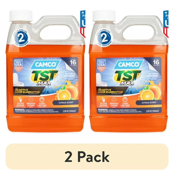 (2 pack) Camco TST MAX RV Toilet Treatment, Ultra-Concentrated Formula, 32oz