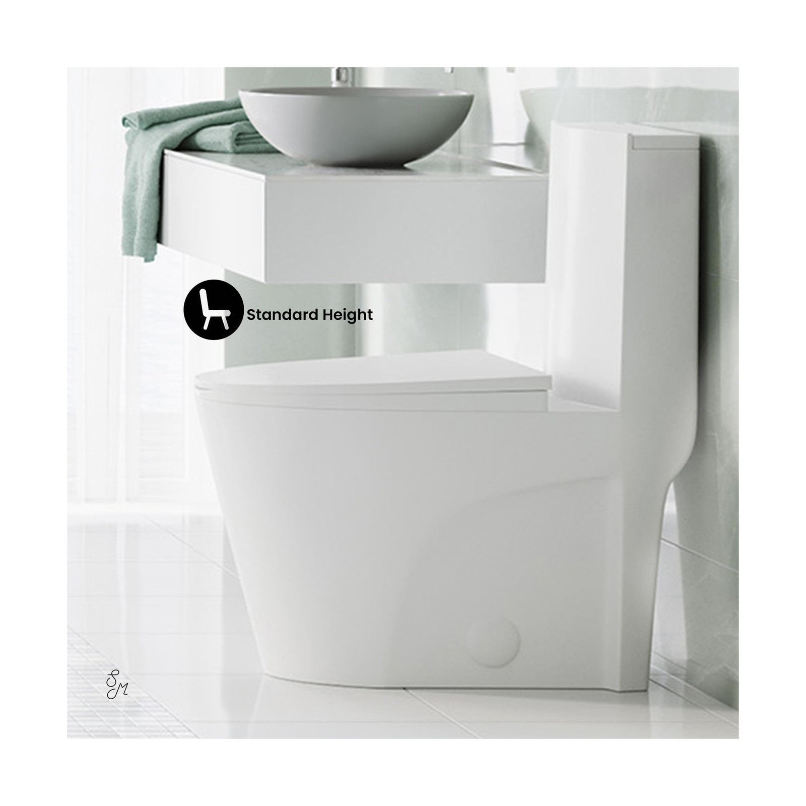 Swiss Madison St. Tropez One Piece Elongated Toilet Side Flush 1.28 gpf with …