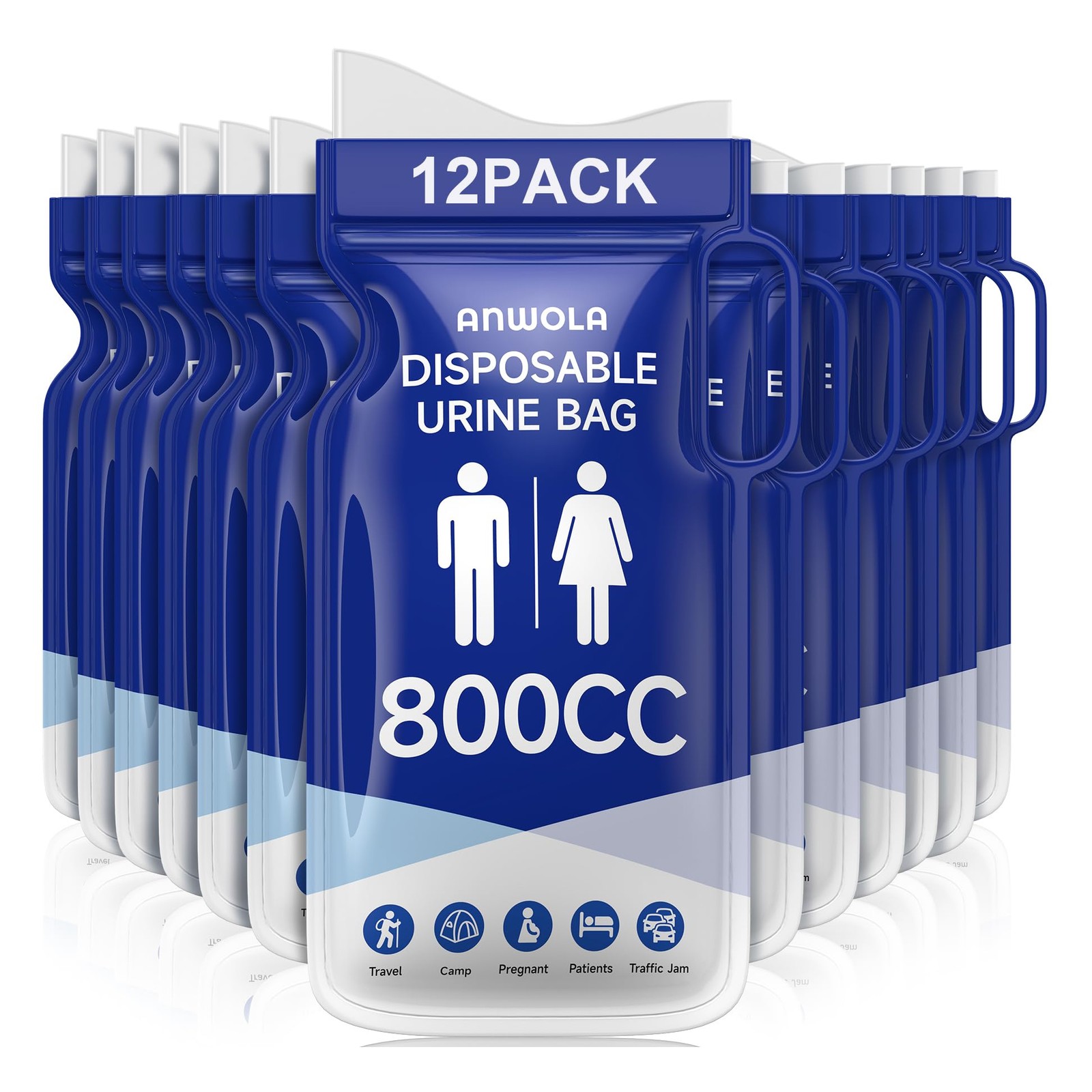 Portable Urine Bags 12 Pack 800ml Emergency Toilet for Travel Camping Hiking Car