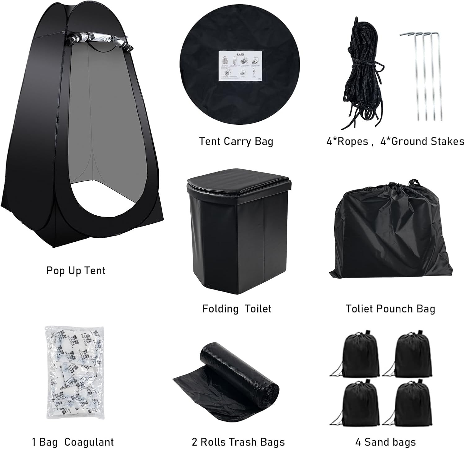 Portable Camping Toilet Kit for Adults, Pop up Privacy Tent, X Large Folding Toi