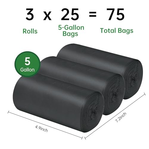 25/50 / 75 Pcs Portable Camping Toilet Bags,5 Gallon Compostable Toilet 3 Rolls