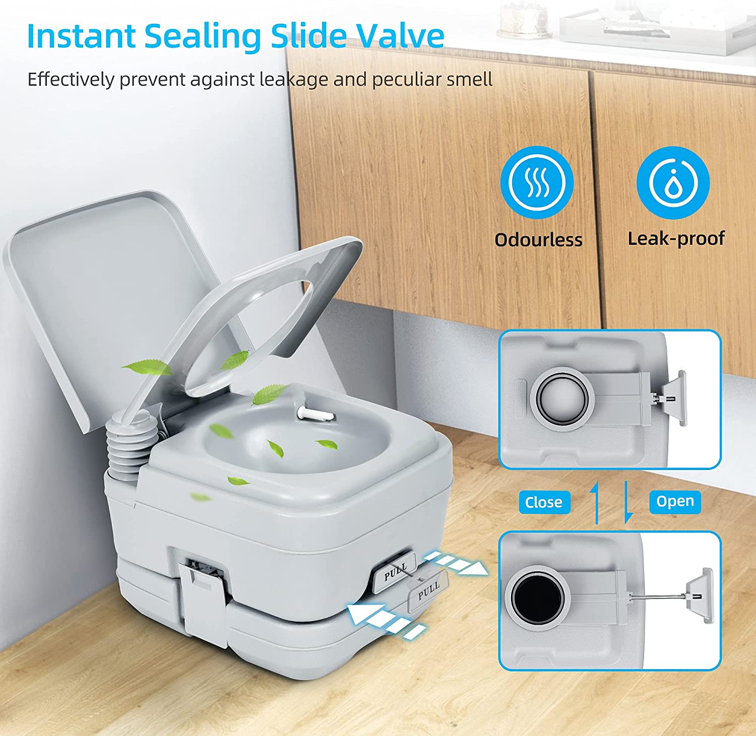 2.6 Gallon Portable Toilet for Camping, RV Travel Potty with Press Flush Pump, A