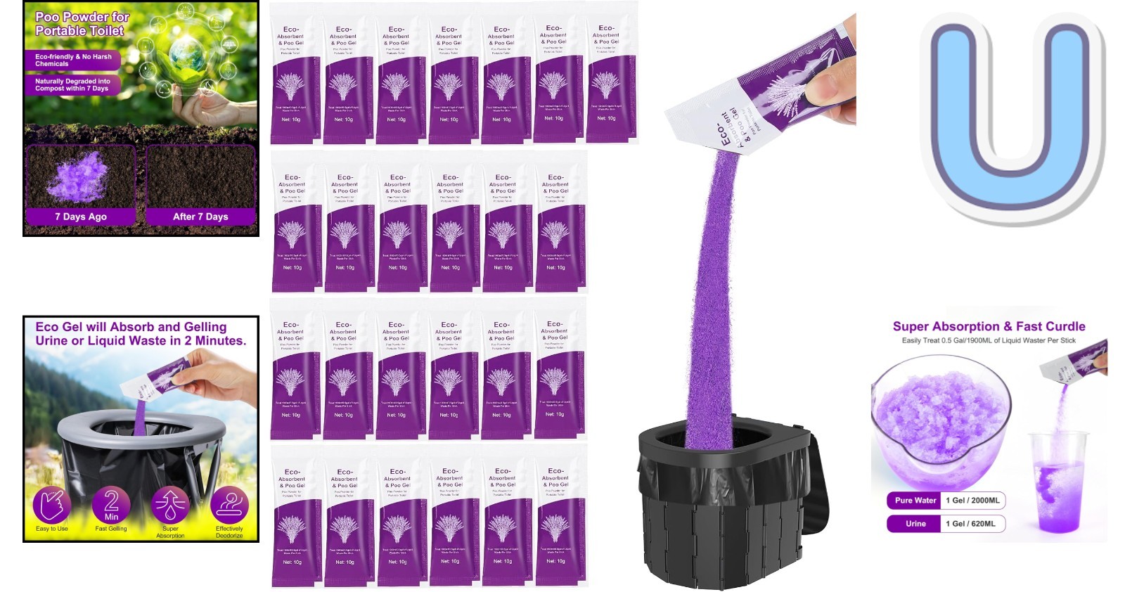 Eco-Friendly Poo Gel for Camping and Emergency Use – 10g per Pack, 25 Total