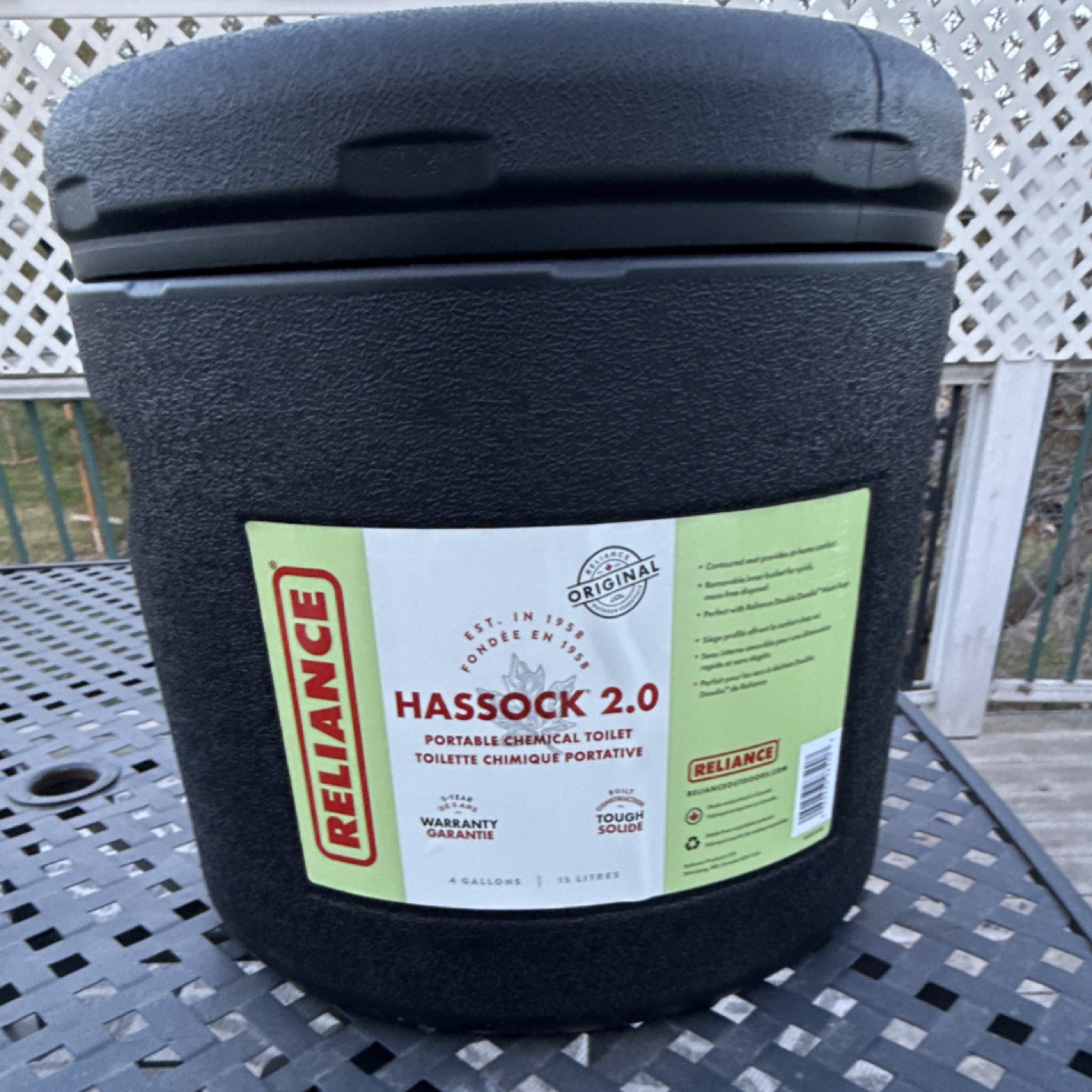 Reliance Hassock 2.0 Portable Chemical Toilet, 4 Gallon Black Camping Outdoor