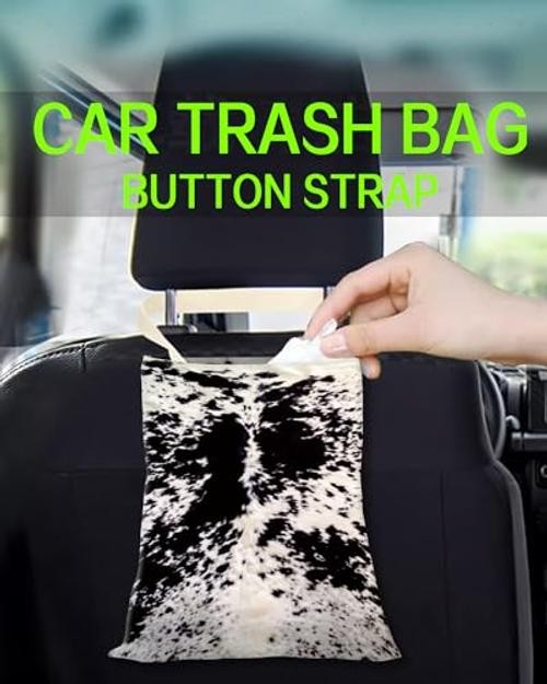 Hanging Car Trash Can Bag – Black & White Cowhide, Retro Black White Cowhide