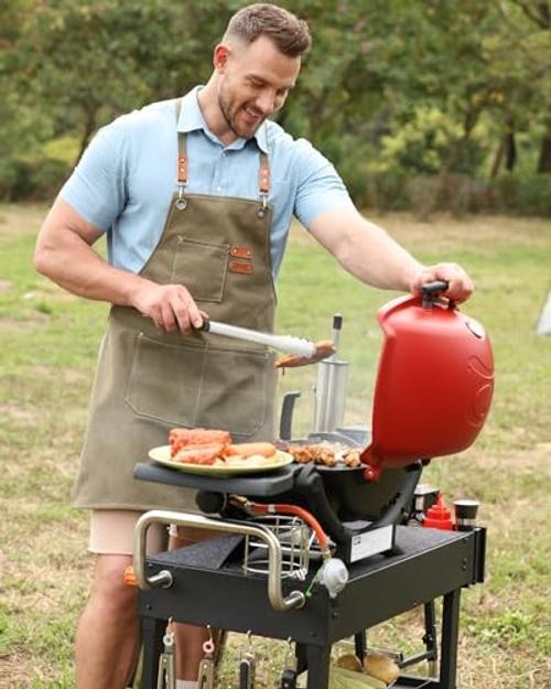 Grill Table Forstone Griddle 22 and 17 Inch, Grill Carts 32″D x 17″H Black