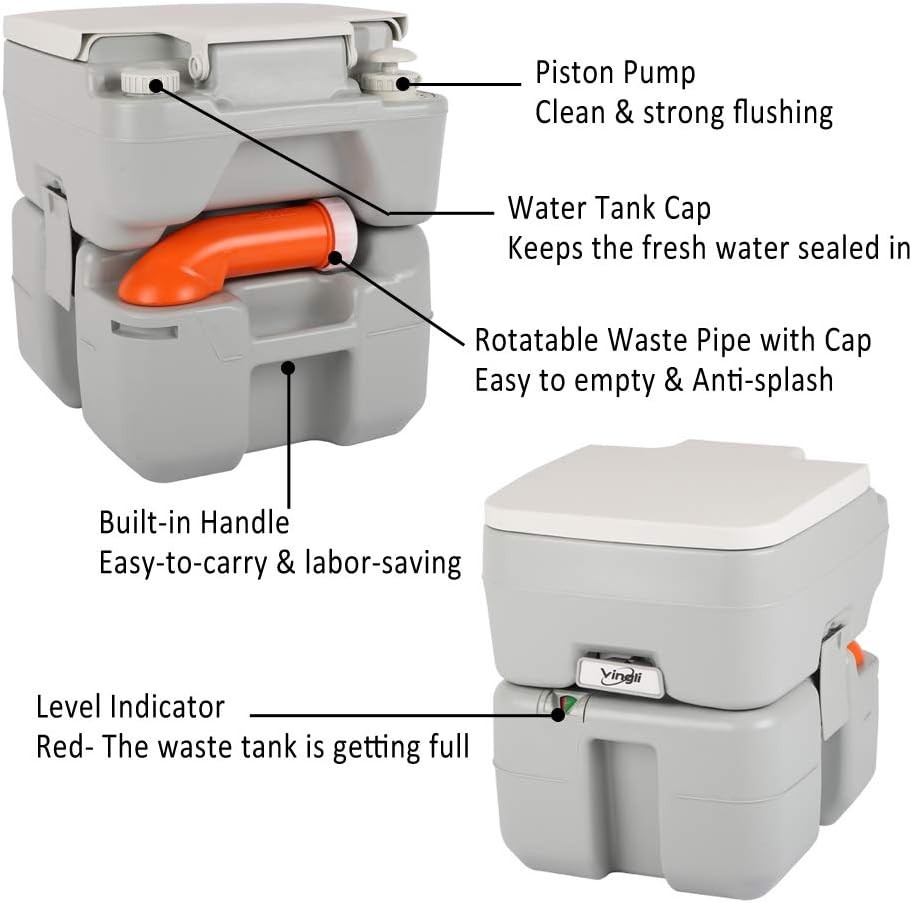 Upgraded Portable Sink & Toilet Combo Self-contained 5 Gal Hand Washing Station