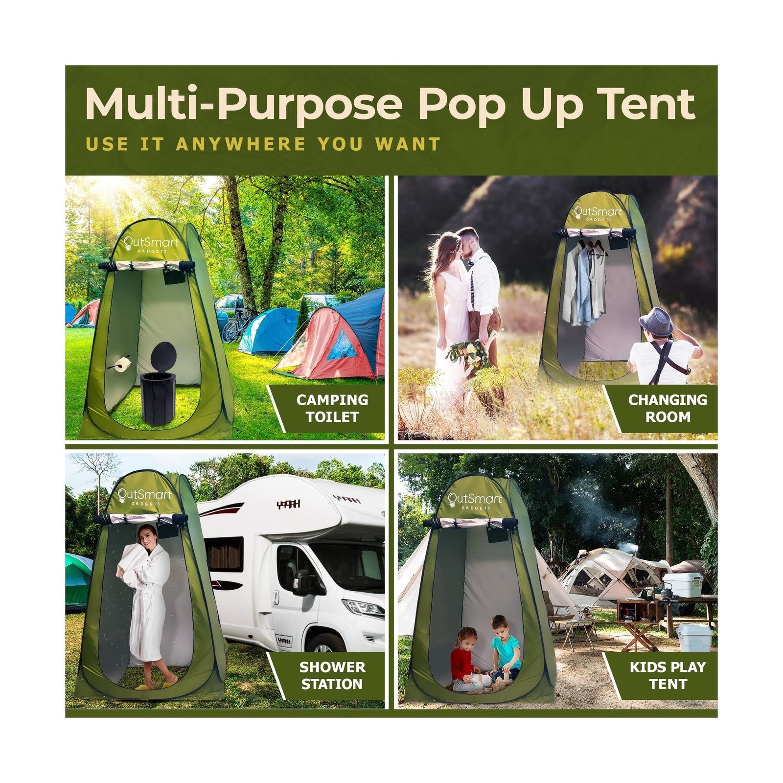 Outdoor Portable Toilet Set for Adults with Camping Night Lantern, Folding XL…