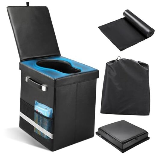 2026 Upgraded XL Portable Toilet for Adults, Large Camping Toilet with Lid and