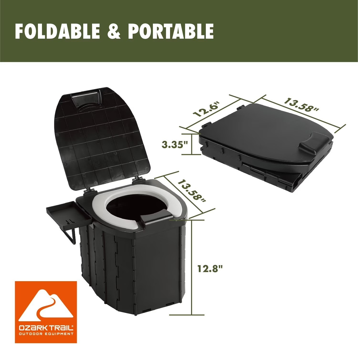 Ozark Trail Portable Camping Toilet Supports Up To 400 Pounds NEW