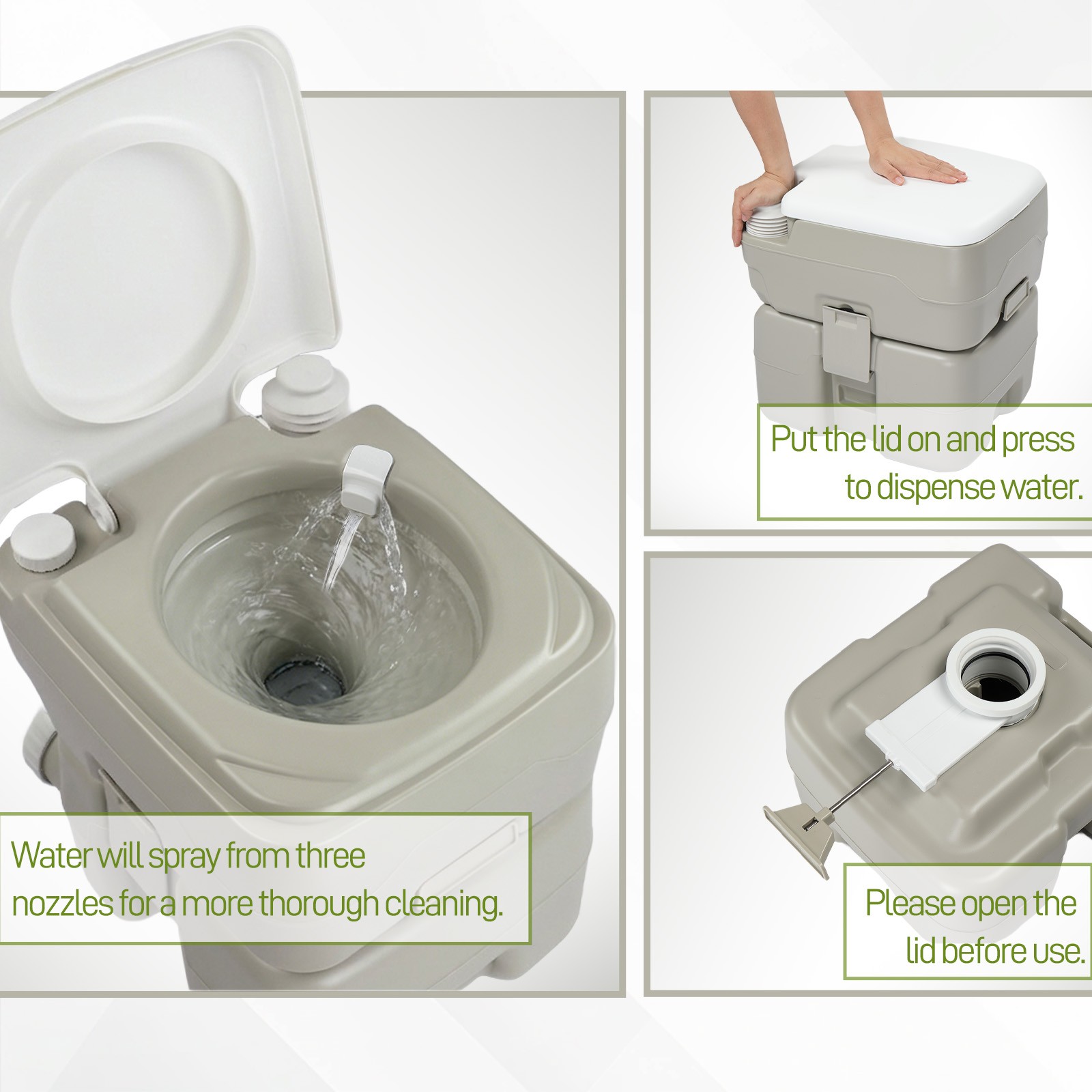 Portable Toilet 5 Gallon 20L Flush porta-potty Outdoor Indoor Travel Camping