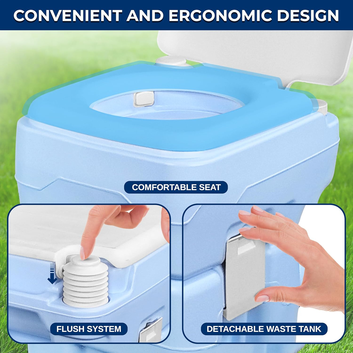 5.2 Gal Portable Camping Toilet for Adults, 100+ Flushes Porta Potty Camp Toilet