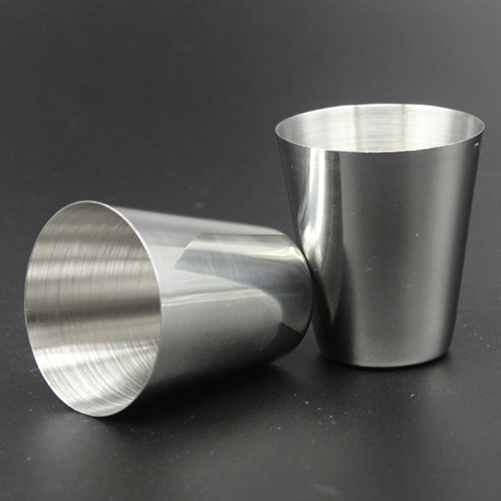 Stainless Steel Cup Set for Camping 30ml Pack of 4 with Leather Storage Case
