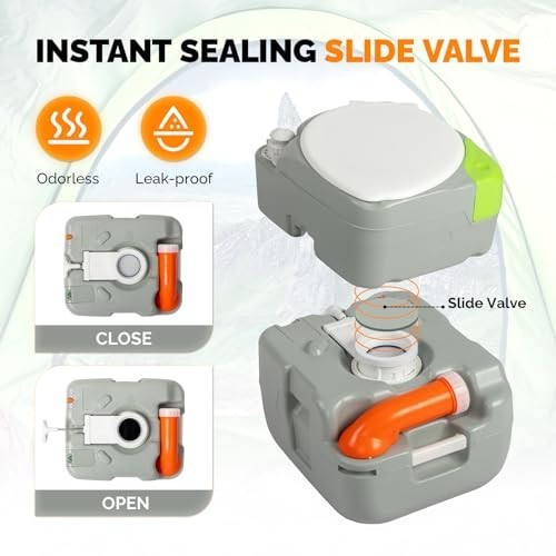 Portable Camping Toilet 5.8 Gallon Hand Spray Large Detachable Outdoor Boat RV