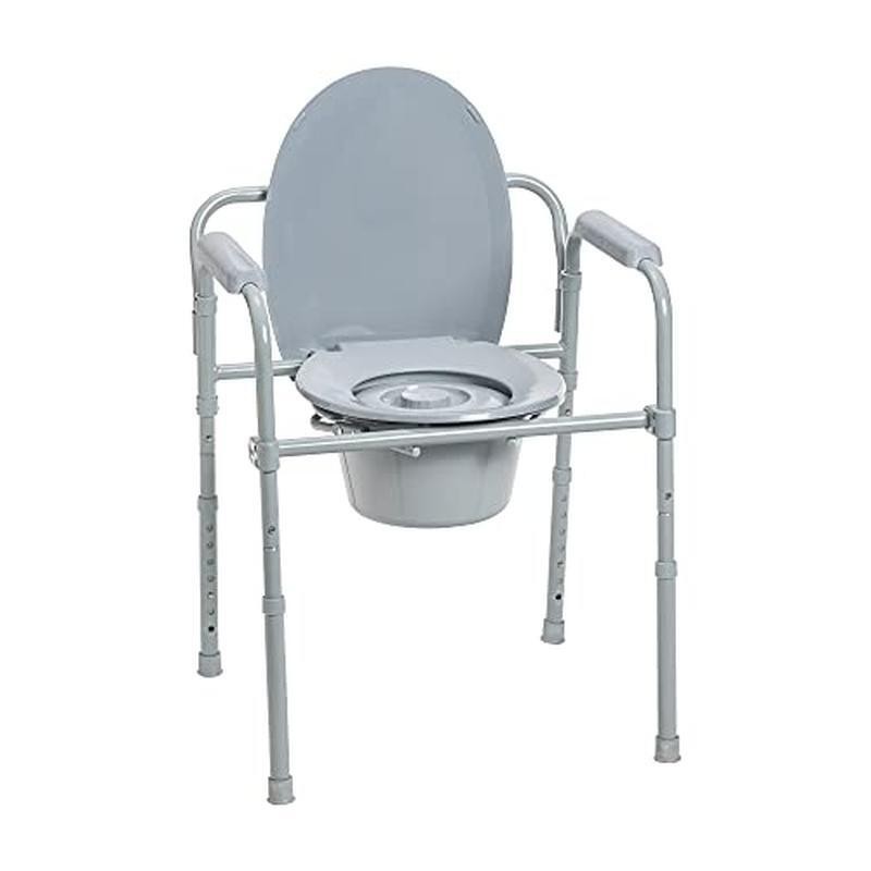 Portable Bariatric Bedside Commode 3-in-1 Foldable Toilet Chair 350lb Capacity