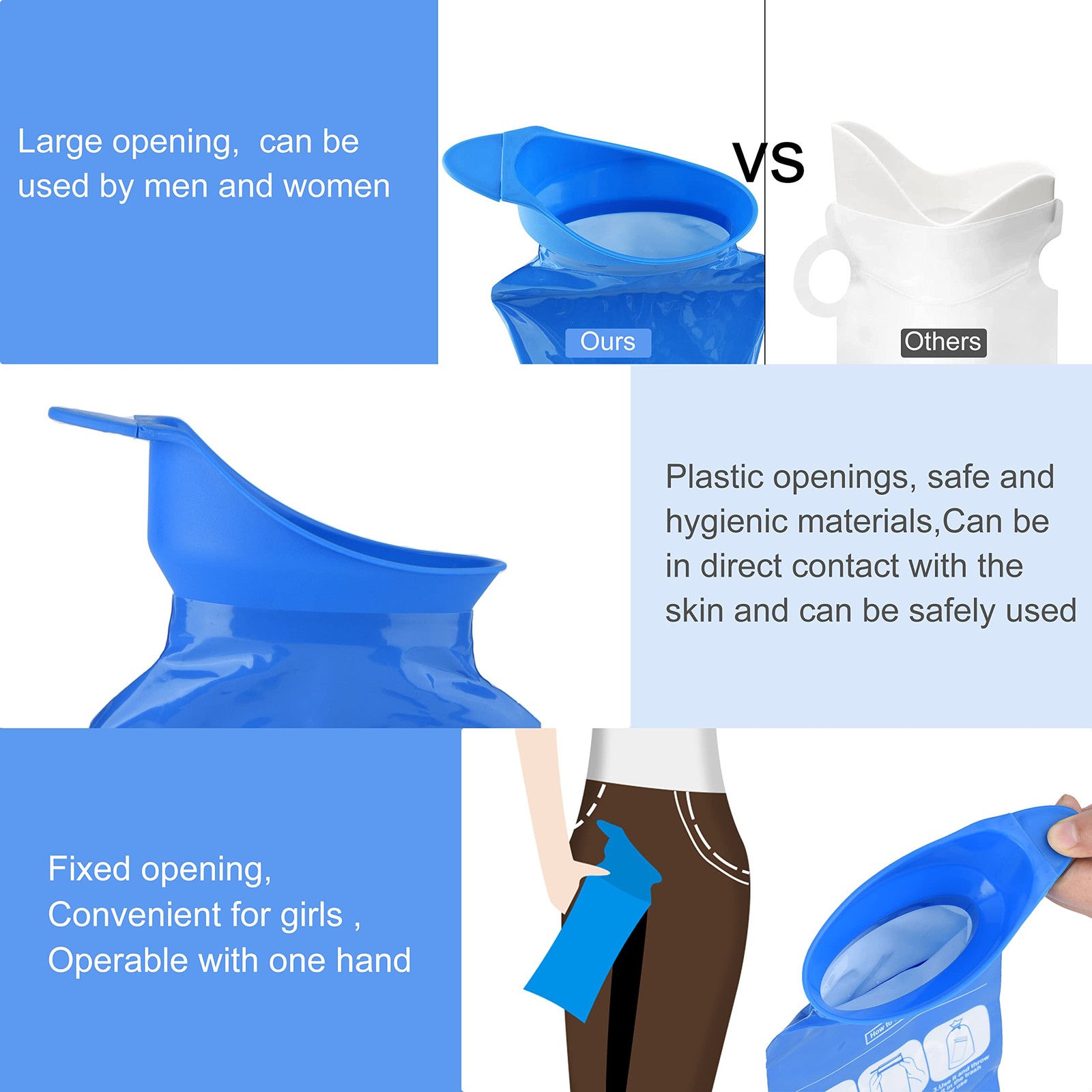 Peesfun Disposable Urinal Bag, Emergency Urine Bag,900CC LeakProof Pee Bag wi…