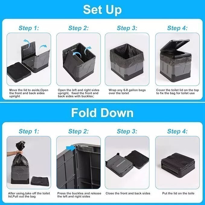 20L Portable Folding Toilet Car Outdoor Travel Potty for Camping Hiking Beach N